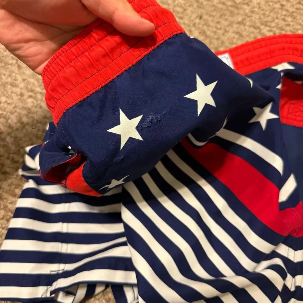 Southern Tide | Preppy Summer Men’s American Flag SwimTrunks 5.5” Inseam July
